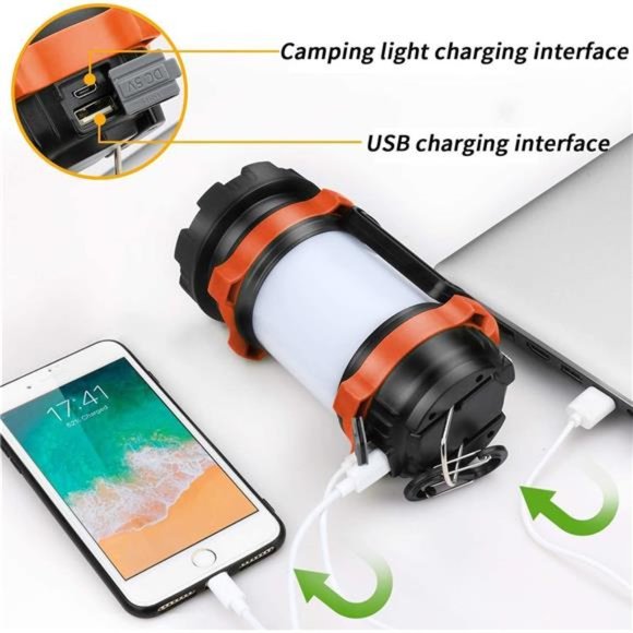 Camping Lantern Rechargeable,Camping Flashlight 4000 Capacity Power Bank,6 Modes - Picture 2 of 6